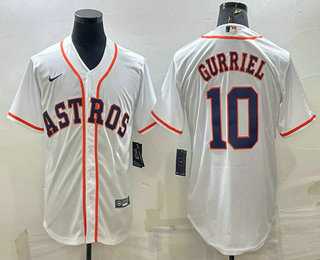 Men%27s Houston Astros #10 Yuli Gurriel White Stitched MLB Cool Base Nike Jersey
